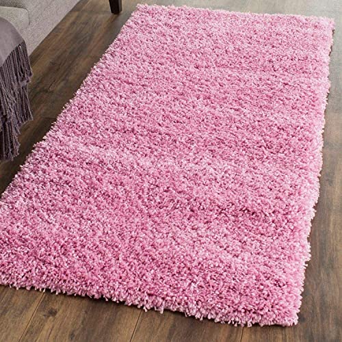 Image of Solid Shaggy Carpets and Rugs for Bedroom Drawing Room 3x5 Feet Baby Pink Color