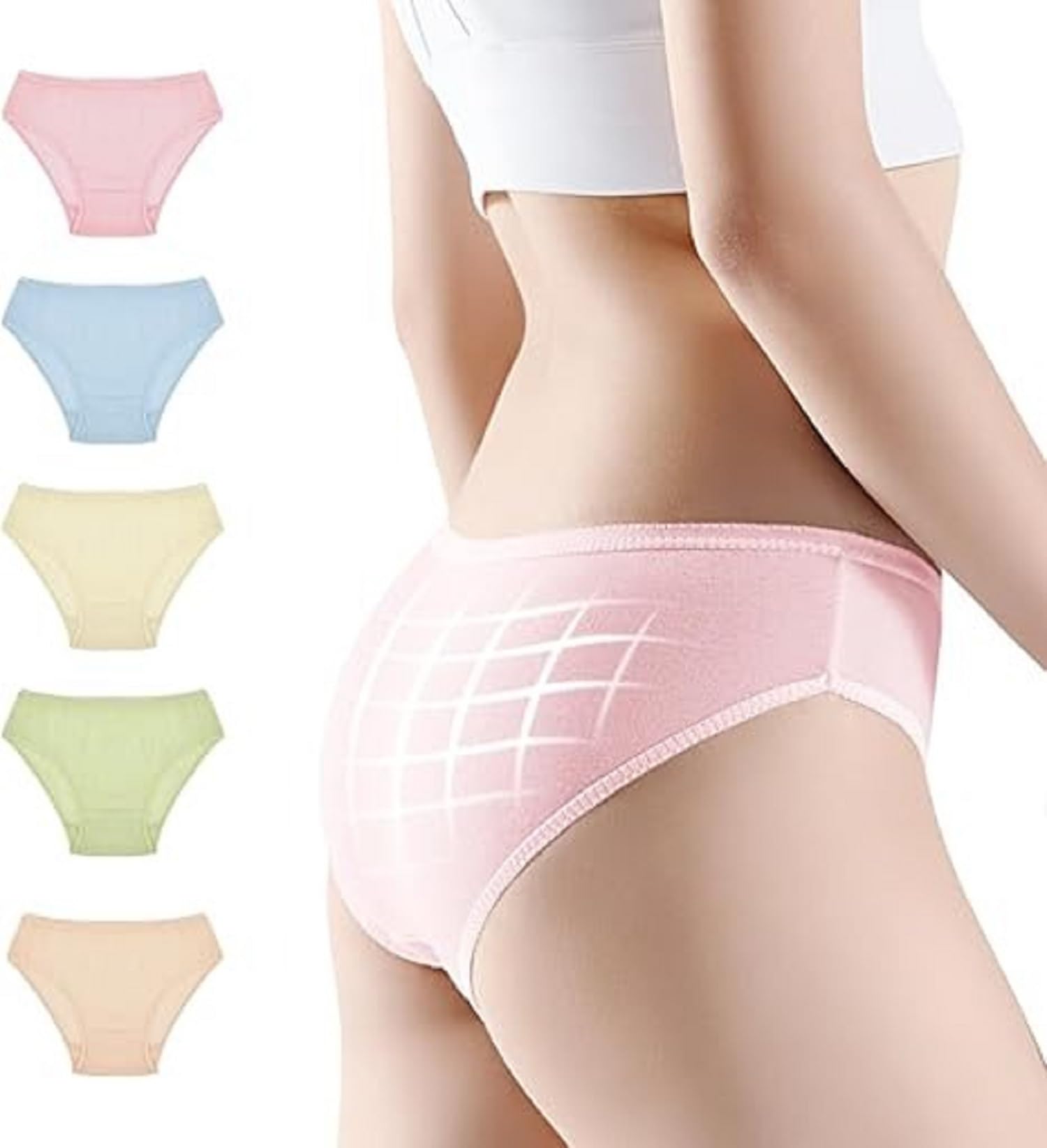 Women's Disposable Underwear Panties | 5 Packs Pure Female Underwear | Pure Cotton Ladies Brief Panties for Travel Outdoor Travel, Spa, Emergencies, Multicolor