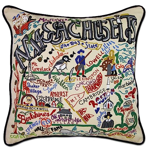 Catstudio Massachusetts Hand Embroidered Decorative Throw Pillow