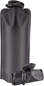 Vapur Collapsible Water Bottle with Carabiner - 23oz (0.7L), Blackout - Flexible and Lightweight Water Bottle for Travel, Concert, Hiking, and Outdoor Adventures - BPA-Free, Dishwasher-Safe, Freezable