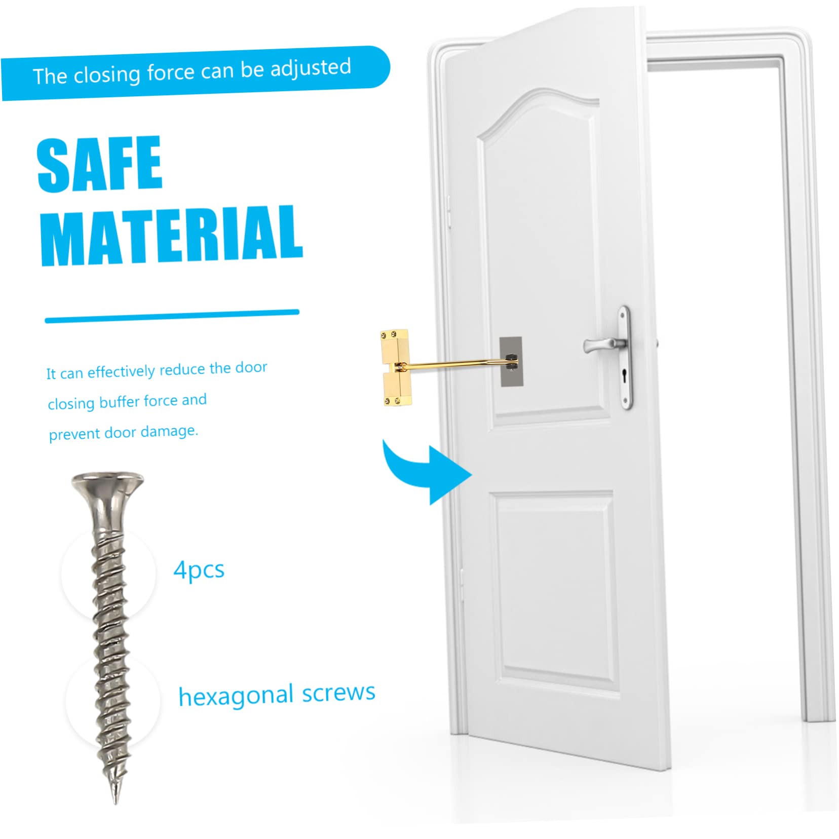 Balacoo 1Set Automatic Door Closer Self Closing Buffer Spring Hinge for Use Easy Installation Finish for Screen Doors and Doors