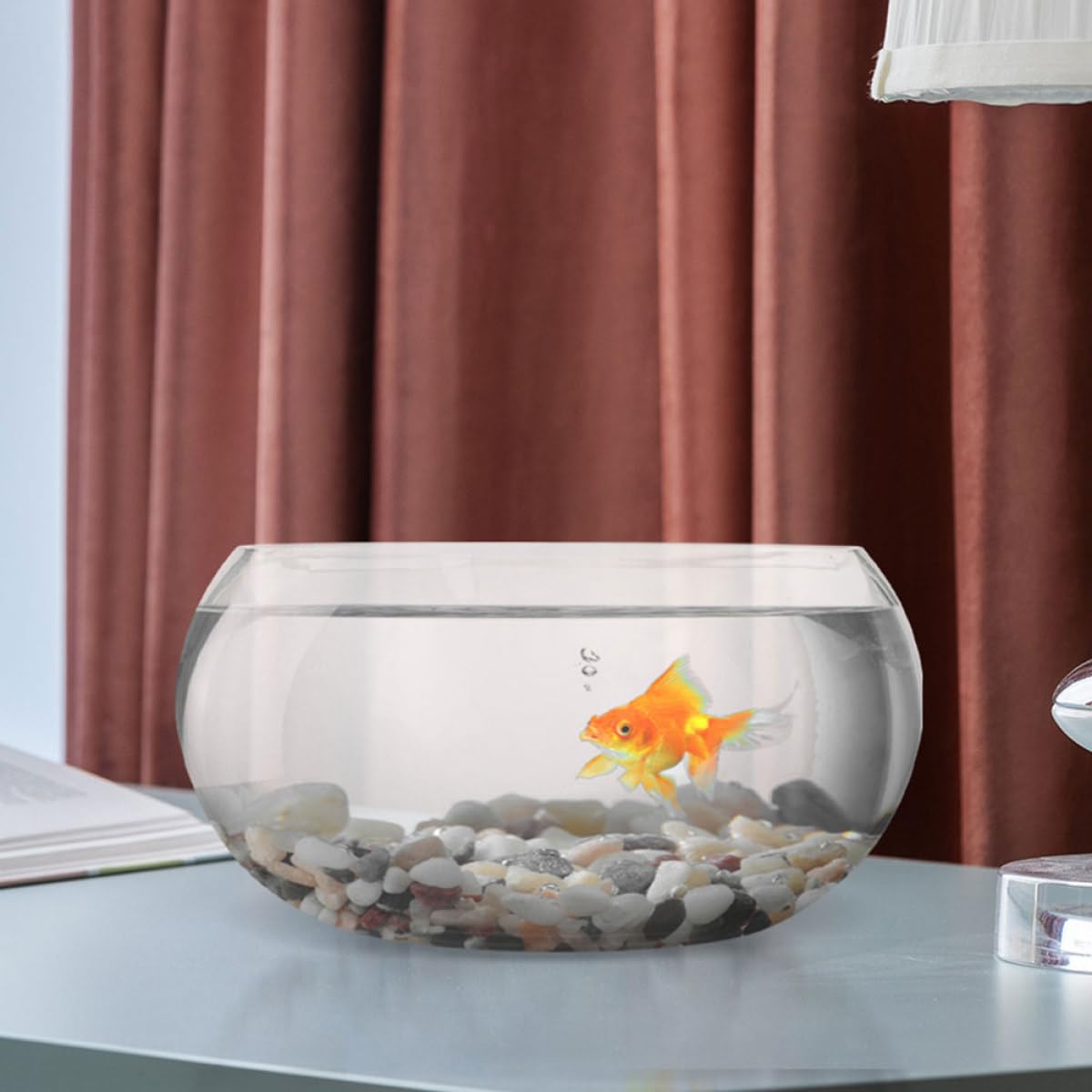 Pecera Redonda de Transparente Pecera Pequeña Delicada para Escritorio para Flores y Souvenirs, Adecuado para Tienda o Fiesta