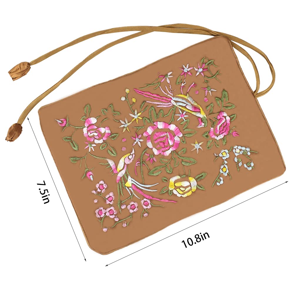 Schmuck Organizer Tasche für Ringe/Schmuckaufbewahrung Organizer/Gestickte Schmuckrolle/Schmucktasche Tragbare für Reisen/Faltbare Schmuckaufbewahrung.1 Stück, Braun