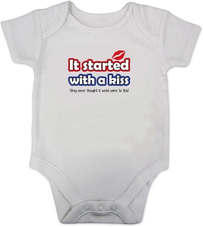 Il A Commence A Motif Kiss Body Pour Bebe Blanc 0 3 Mois Amazon De Fashion