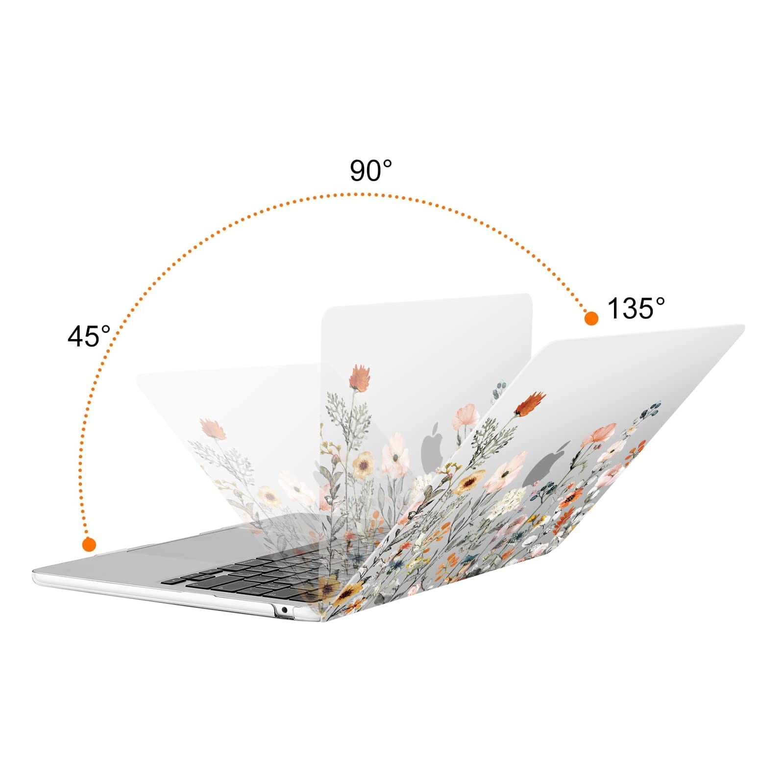 MOSISO Coque Compatible avec MacBook Air 13 Pouces M5 M4 M3 M2 2026-2022 A3449 A3240 A3113 A2681,Coque Rigide Jardin Fleurs pour MacBook Air 13,6 &Protection Clavier&Protecteur D'écran,Transparent