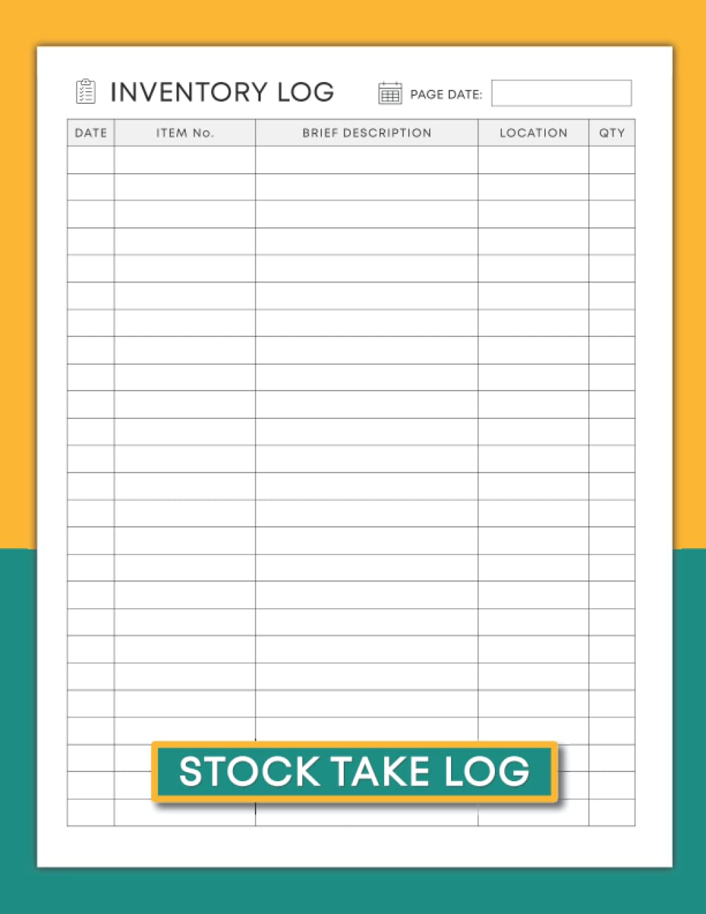 Stock Take Log: Inventory Checklist Book for Small Businesses and Self Employed 8.5’ x 11’