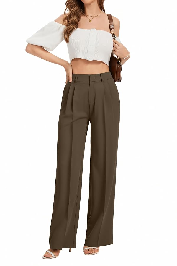 FUNYYZO Wide Leg Work Pants Women High Waist Trousers Business Outfits by FUNYYZO - Used condition - Image 2