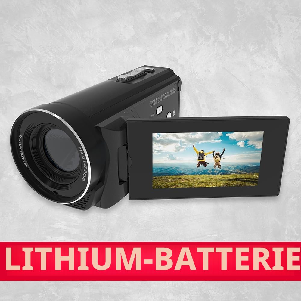 Agfa Camcorder Realimove Cc4000 Black | Wasserdicht, 3-Zoll-Touchscreen, 18-facher Digitalzoom, Video 2.7K, Foto 24 MP, Fernbedienung, LED, Lithiumbatterie