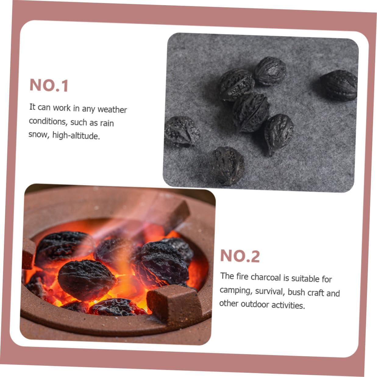 Natural Hardwood Outdoor Charcoal for Camping and Fireplaces Lightweight Nut-Shaped Fire Charcoal for Boiling Water and Grilling for Outdoor and All Weather Use Bag