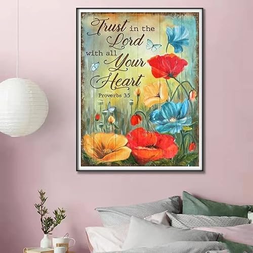 Miniatura 2 de DVWIVGY Kits de pintura de diamantes con versículos bíblicos para adultos, kits de arte de diamantes 5D, pintura redonda completa de puntos de