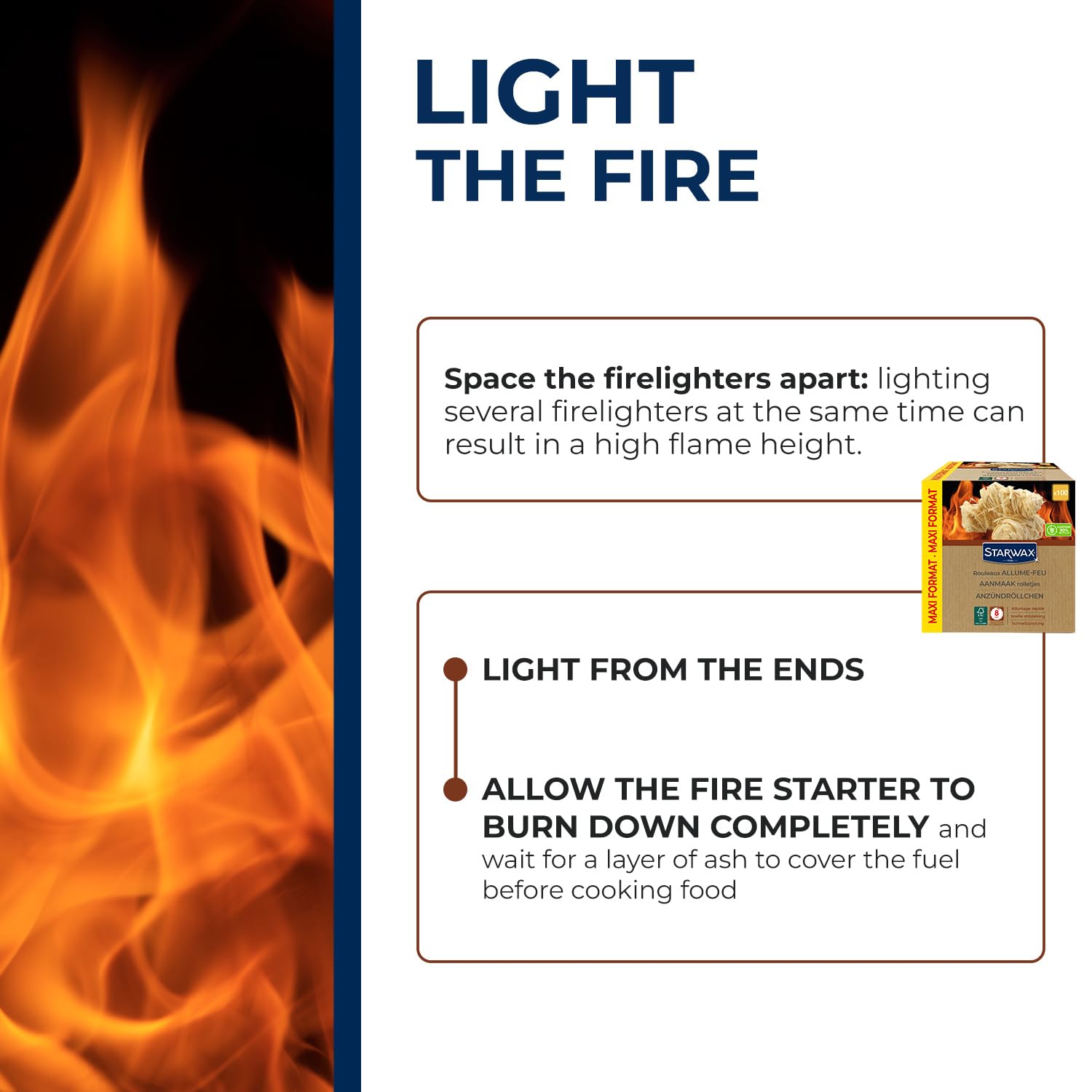 STARWAX - Fire Starter Rolls - Quick to Light - Up to 8 Mins Combustion - FSC® - BBQ and Fireplaces - x100 - Image 4