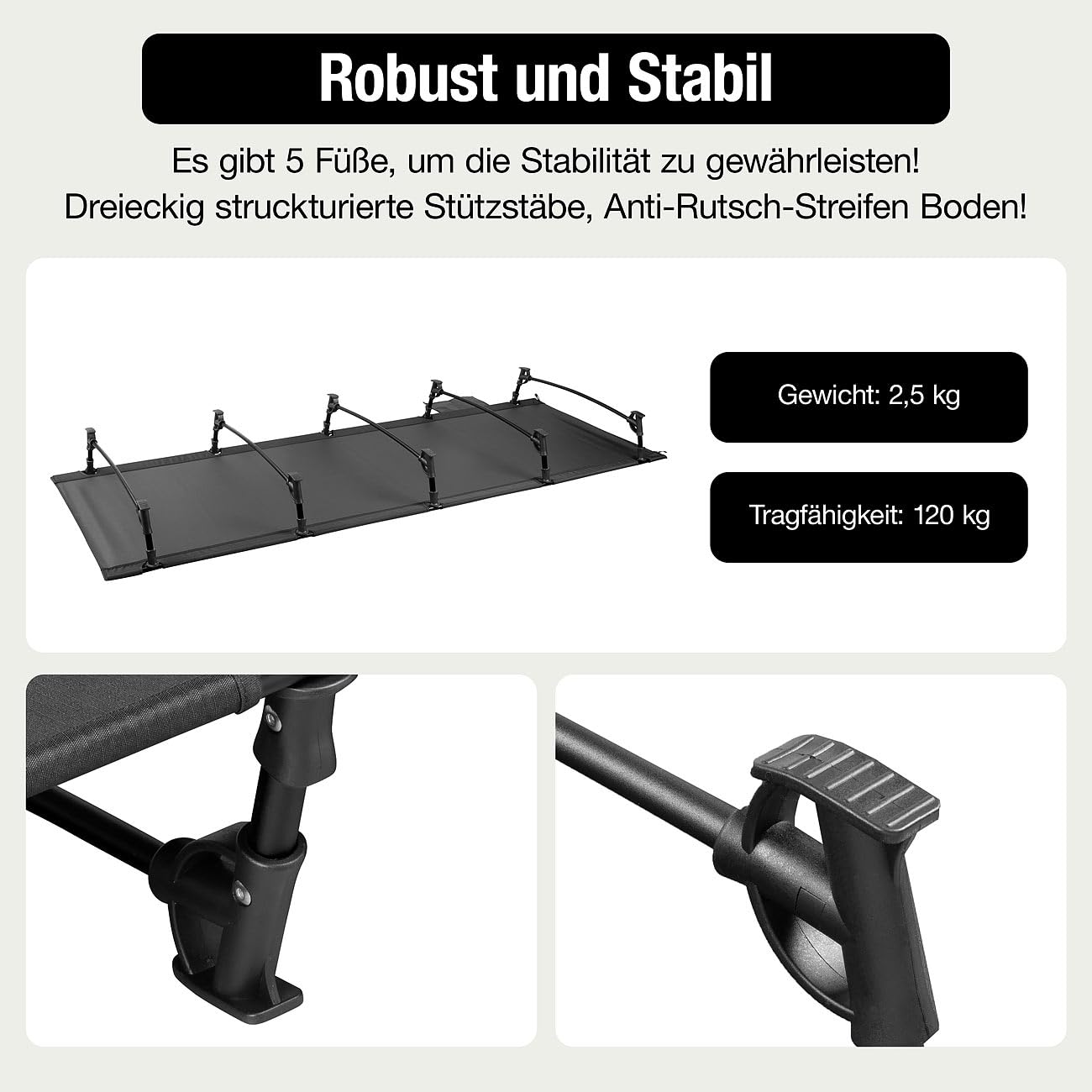 Semptec Urban Survival Technology Campingbett Feldbett 2er-Set 192x70x17cm 120kg Tragkraft klappbar