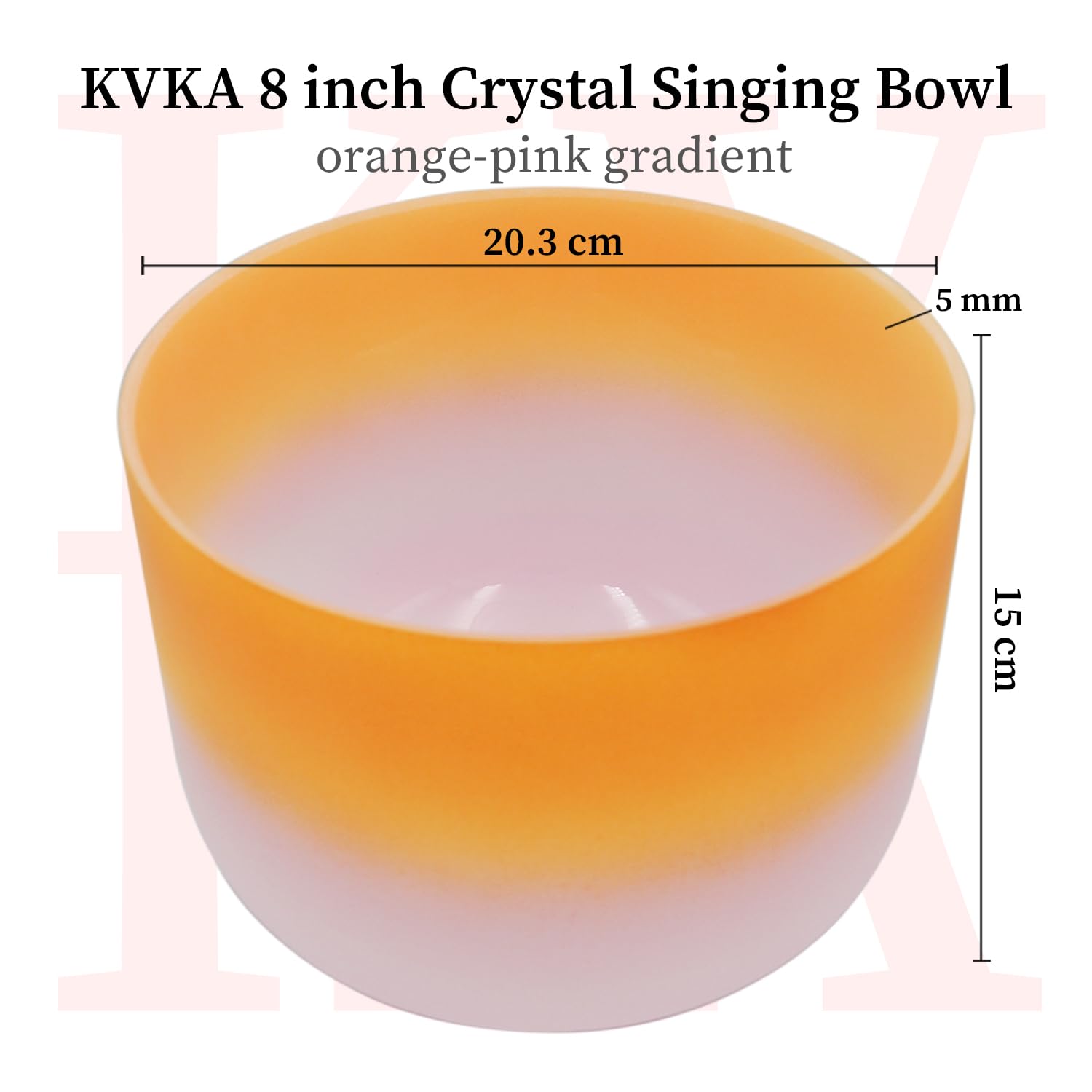 KVKA Bol chantant - 20 cm - Note D - 432 Hz - Chakra orange et rose - Pour yoga, méditation, relaxation, soulagement du stress - Avec sac de transport