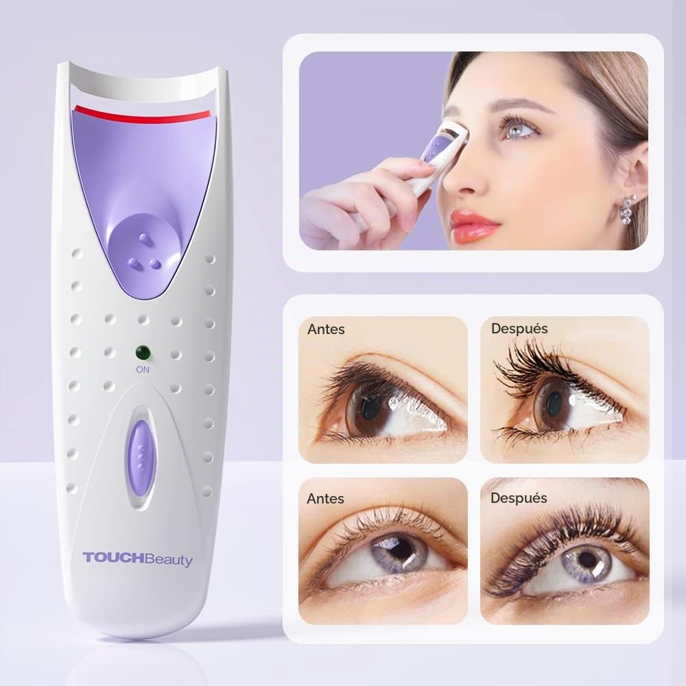 Rizador de Pestañas Electrico, TOUCHBeauty Rizador de Pestañas Termico, Rizador de Pestañas con Calefacción, Calentamiento rápido – Rizador de ojos maquillaje AG-2003B(Morado)