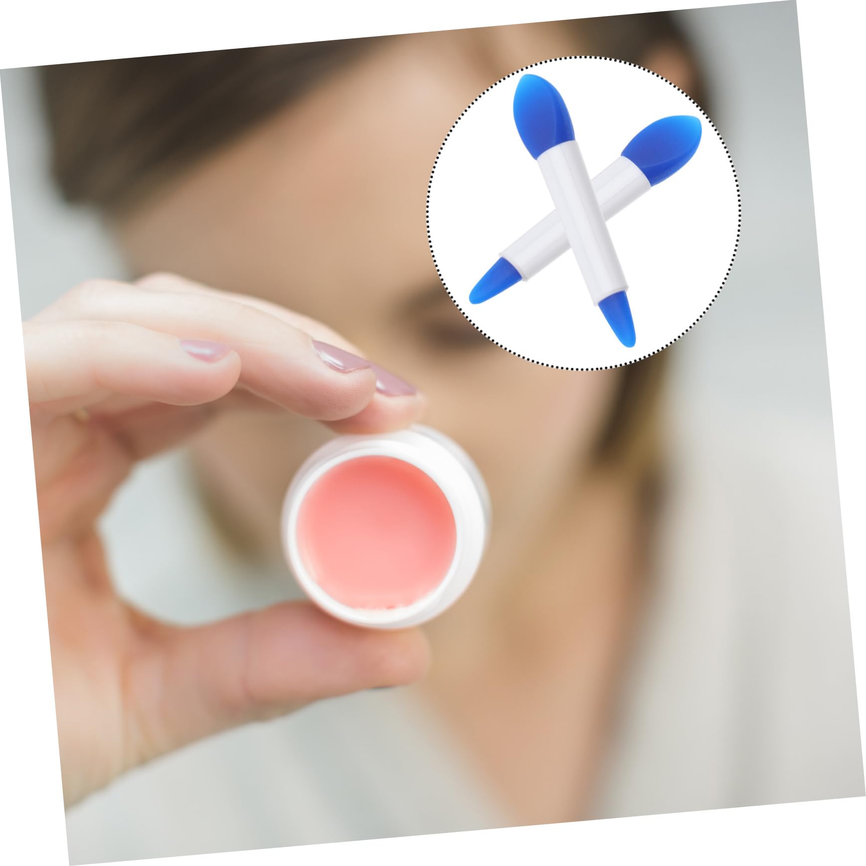 Gogogmee Lip Makeup Brush Set 20pcs Double-ended Silicone Lip for Diy Mask for Home Beauty Salon