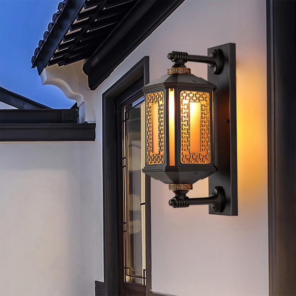 KXEcoLife Contemporary Outdoor Wall Lamp Electric Simplicity Waterproof Balcony Hallway Courtyard Villa Hotel Gate LED Lights (M H45CM Electric)