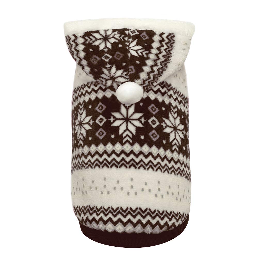 BeiruiChristmas Cute Fleece Dog Jacket - Small Dogs Yorkie Winter Coat Soft Flannel Pajamas Padded Vest - Warm Pet Puppy Jumpsuit Back Length:7" Brown FZXC001BR-XS