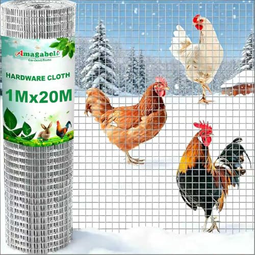 Amagabeli Malla Electrosoldada Galvanizada 12,7X12,7/100Cm, Rollo 20 Metros Metalizado Tamaño De Malla Grosor Del Alambre 0,8Mm Para Animales Y Plantas HC01