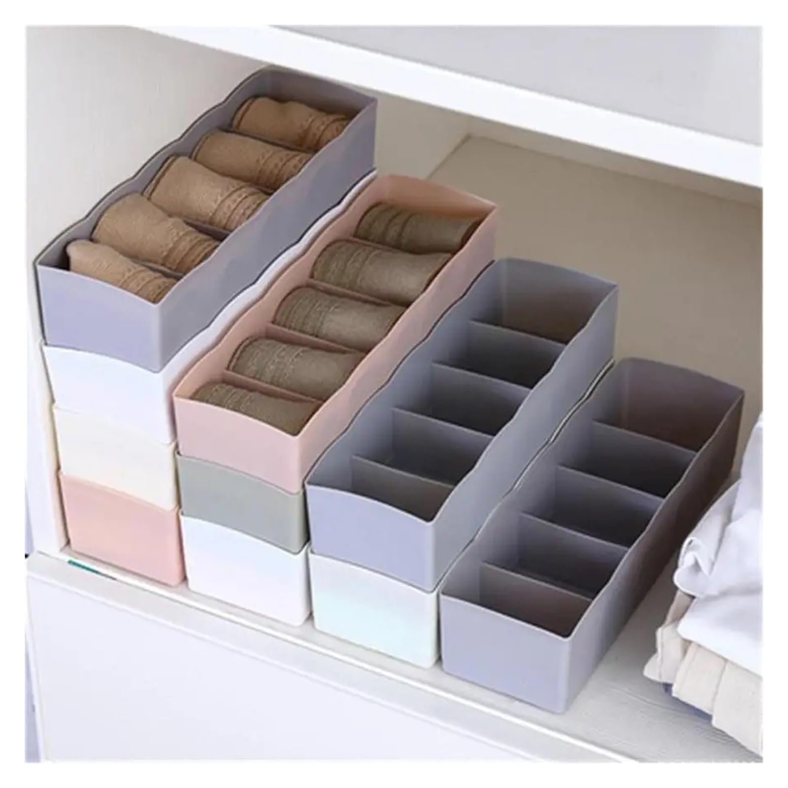 Générique 1 pièces 5 grilles sous-vêtements Chaussettes Rangement tiroir en Plastique Placard Organiser tri diviseur Accessoires de Bureau Panier(Pink)