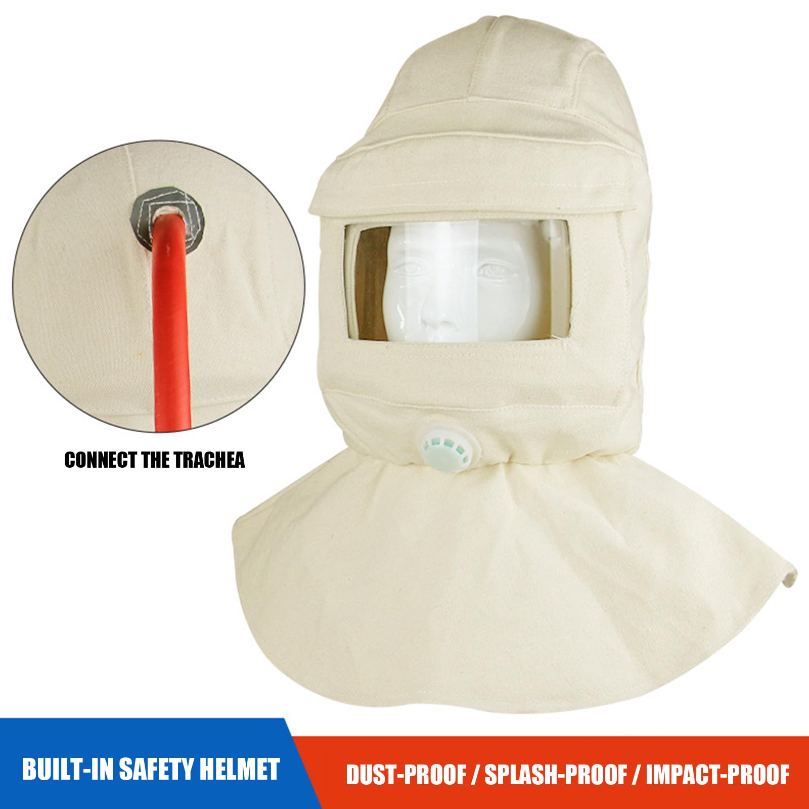 Cagoules de sablage pour casque de travail en PVC pour travaux difficiles