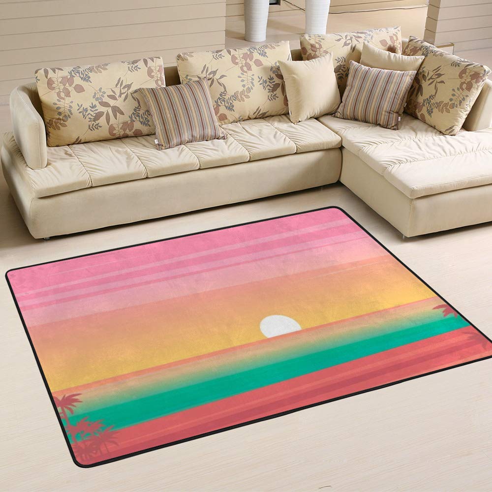 Tapis de salon coucher de soleil tropical pour maison Ruchen