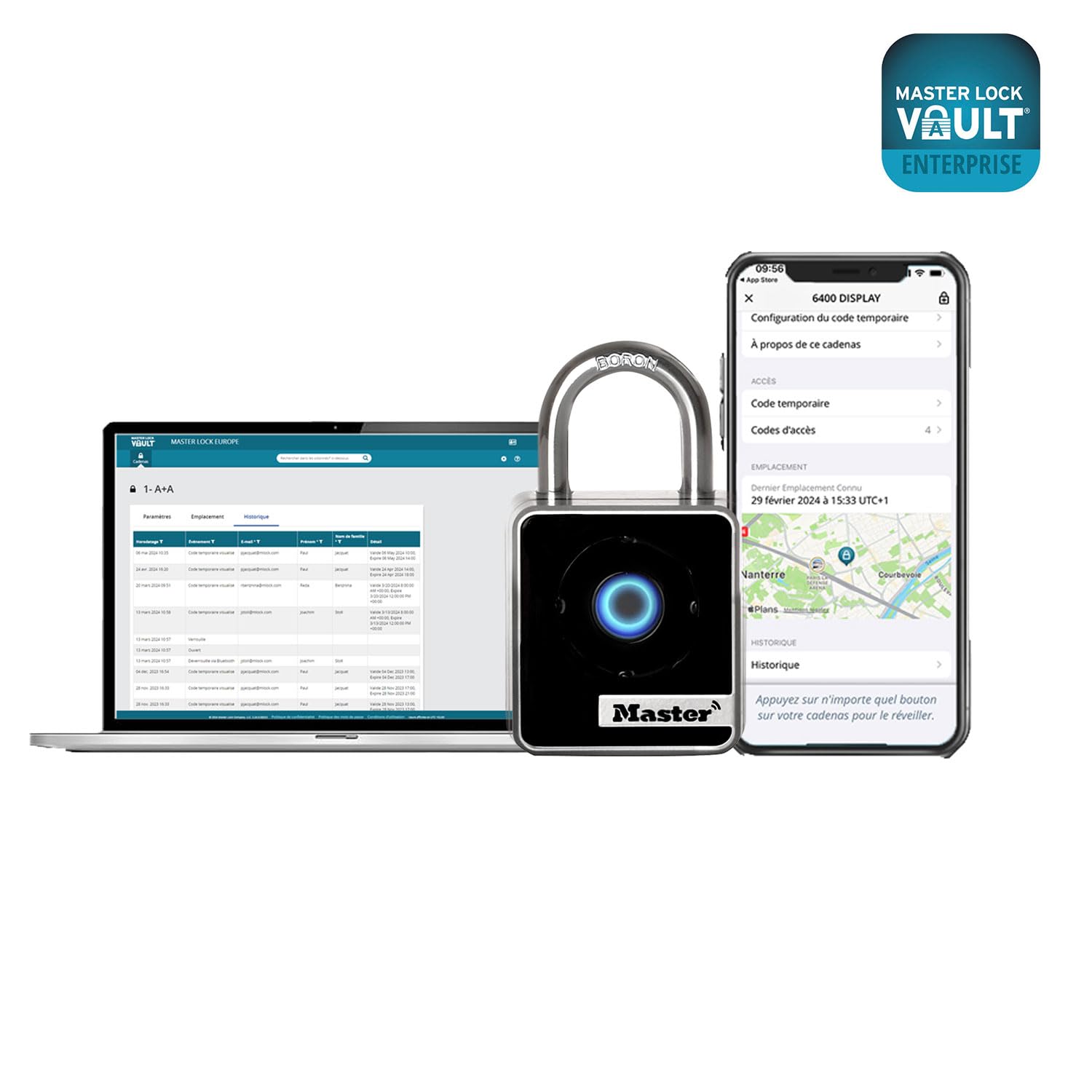 Master Lock 4400EUREC Candado con conexión Bluetooth para uso privado o profesional, Interior, Acceso Bluetooth con su smartphone