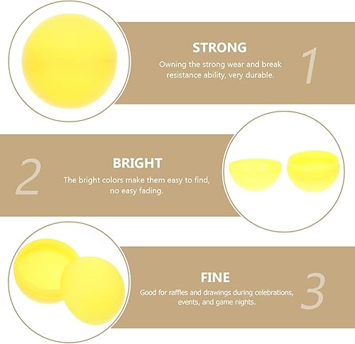 Miniatura 4 de Happyyami 25 bolas de rifa, bolas de bingo sin número, bolas huecas de plástico, 1.575 in, color amarillo