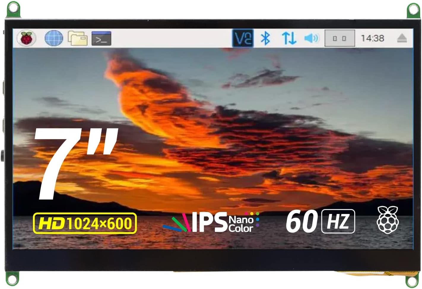 UCTRONICS 7 Inch IPS Touch Screen for Raspberry Pi 4, 1024×600 Capacitive HDMI LCD Touchscreen Monitor Portable Display for Raspberry Pi 4 B, 3 B+, Windows 10 8 7 (Free Driver)