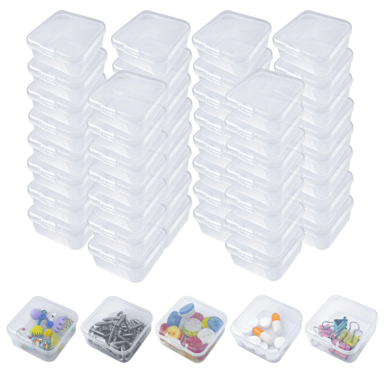 TTQiAnJ 48 Pieces Square Mini Plastic Bead Box 4.5 x 4.5 x 2cm,Clear Empty Storage Containers Box Case with Lids for Small Items and Other Craft Projects