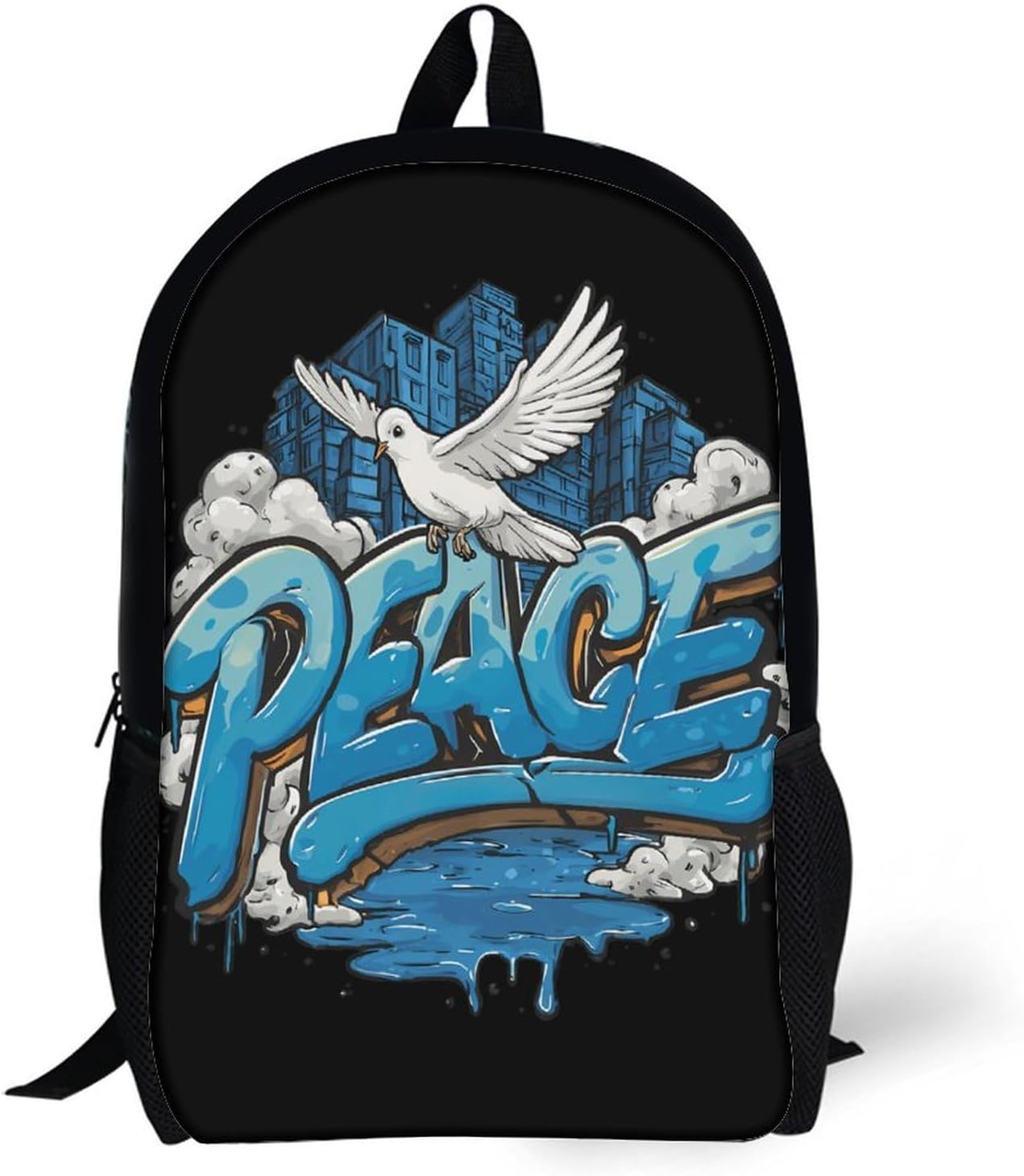 Peace Doves Love Unisex Backpack 17" Casual Daypacks Simple Shoulders Bag for Camping Hiking Travel Gear