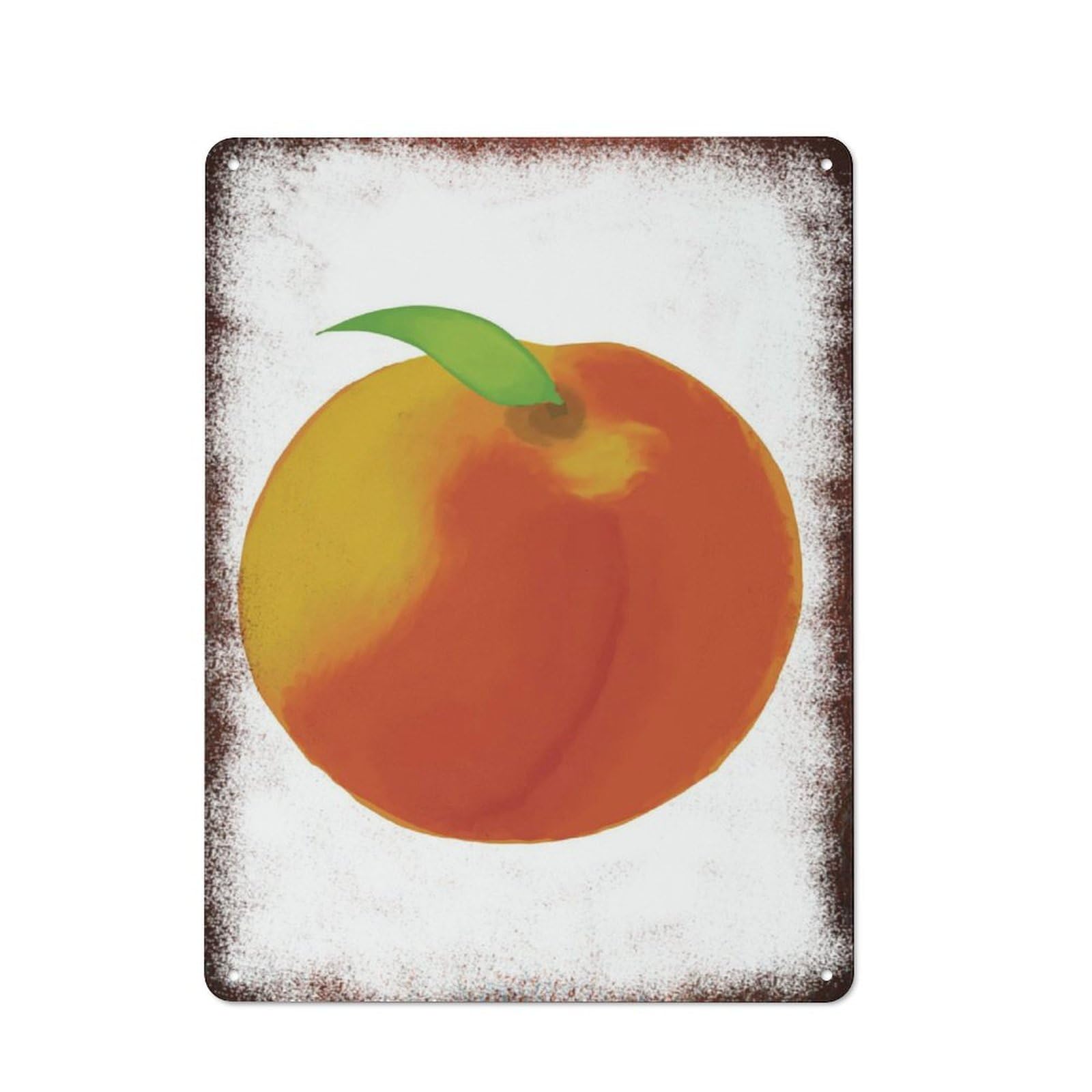 peiyeety Metal Tin Sign Vintage Watercolor Peach Fruit Art, Minimalist Botanical Home Accent, Durable Rustic Plaque for Kitchen, Bedroom, Living Room,12x16 Inch
