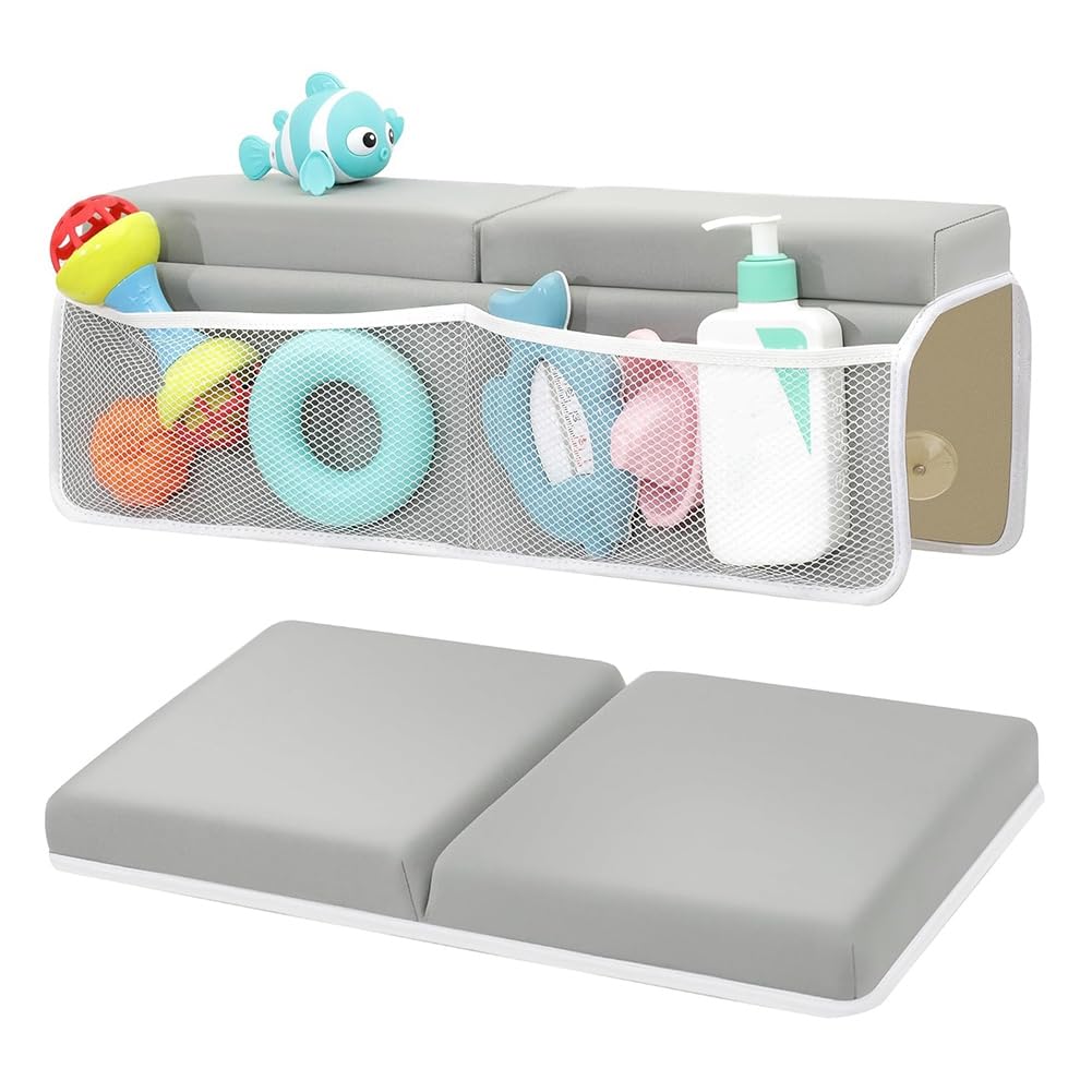 Genouillères de Bain Anti-Mal de Genoux, Tapis Confortable avec Support de Bras Rembourré Gris