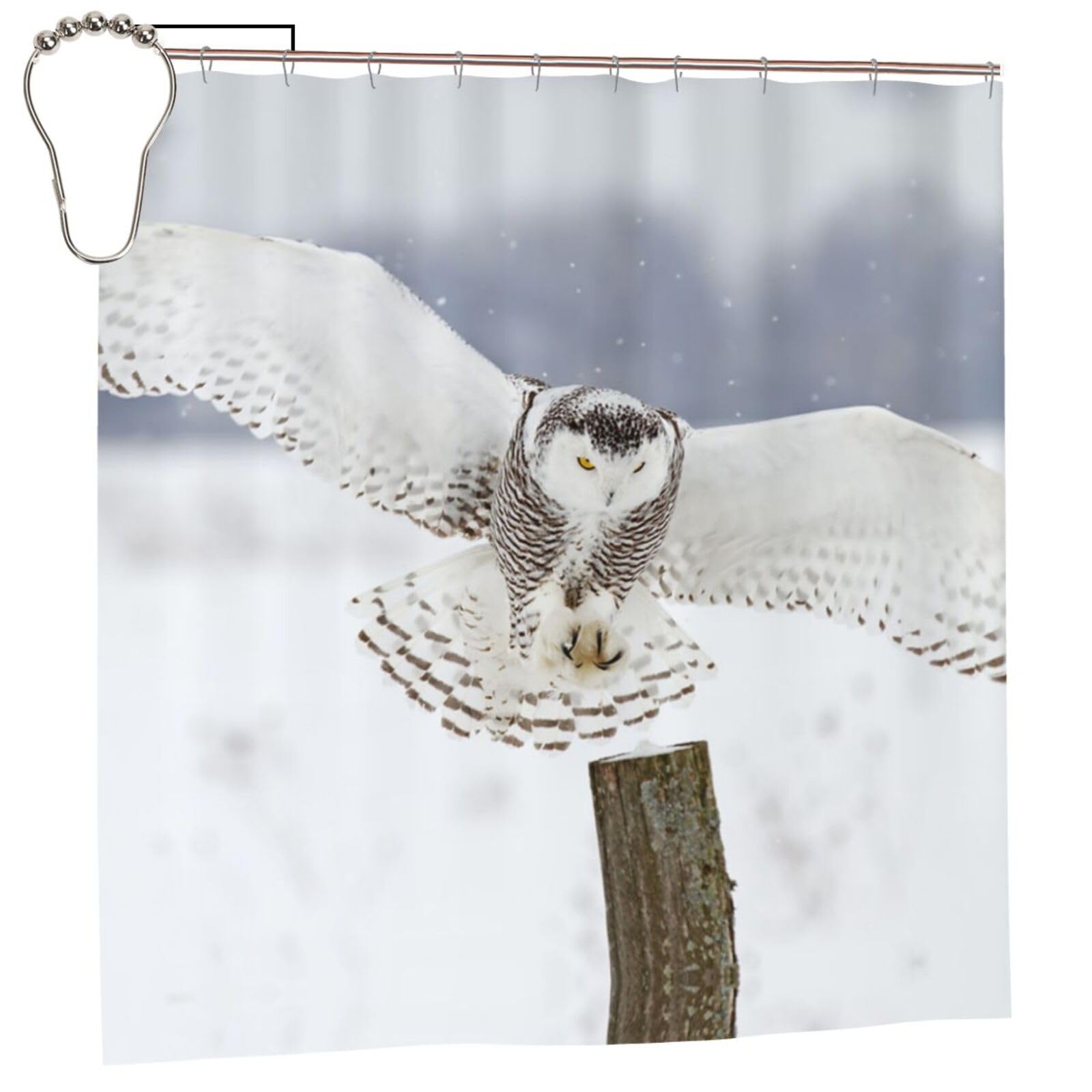 Rideau de douche tissu polyester imperméable hibou décoration salle de bain baignoire moderne TOMPPY