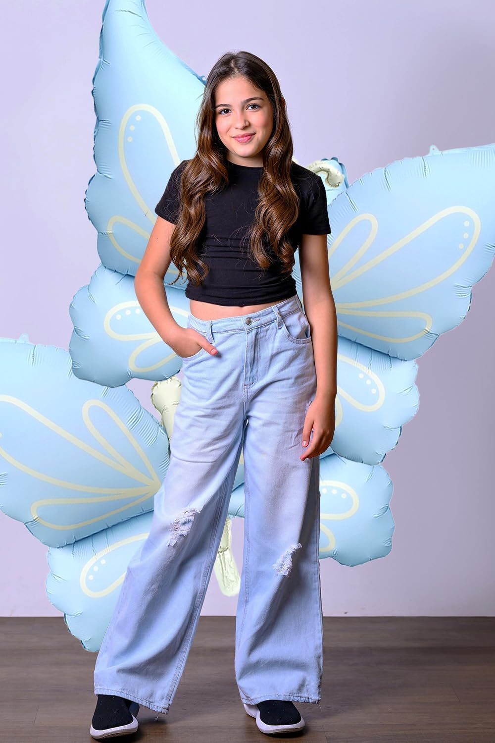 2 Pcs Butterfly Balloons,37inch Light Blue Foil Mylar Helium Balloons for Spring and Summer Butterfly Themed Party Wedding Birthday Baby Shower Party Decoration