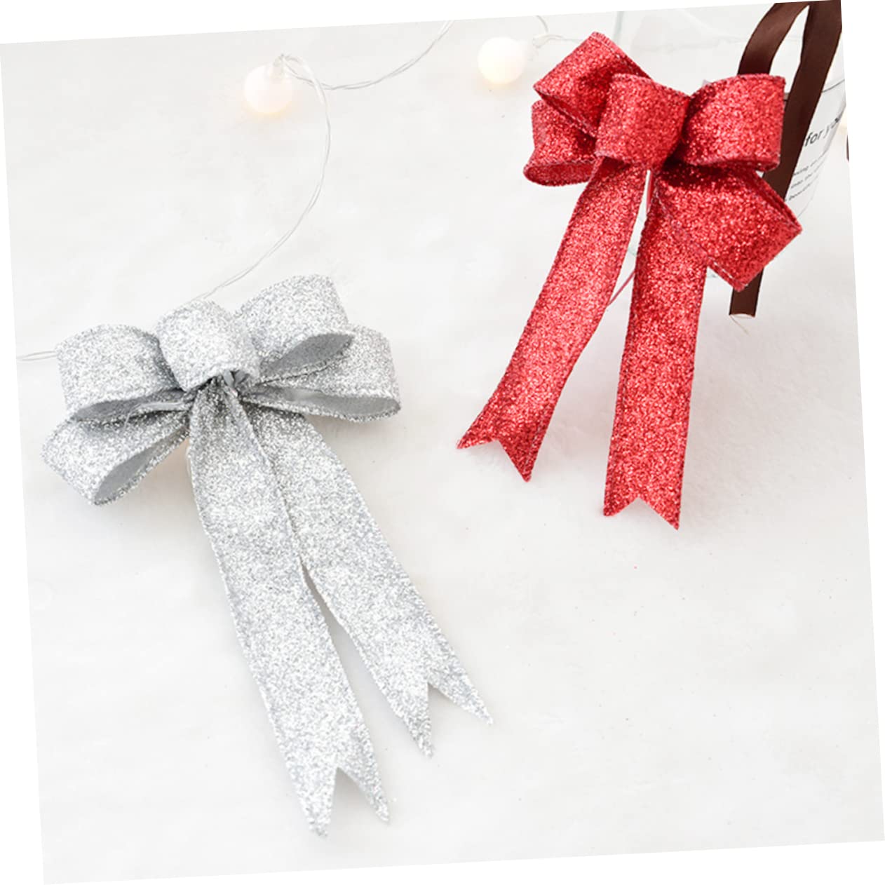 OUNONA 12 Piezas Decoraciones para Árboles De Navidad Lazos Rojos De Vacaciones Lazos Navideños Artesanales Lazo De Guirnalda De Navidad Lazo De Plata De Navidad Lazo De Árbol De Navidad