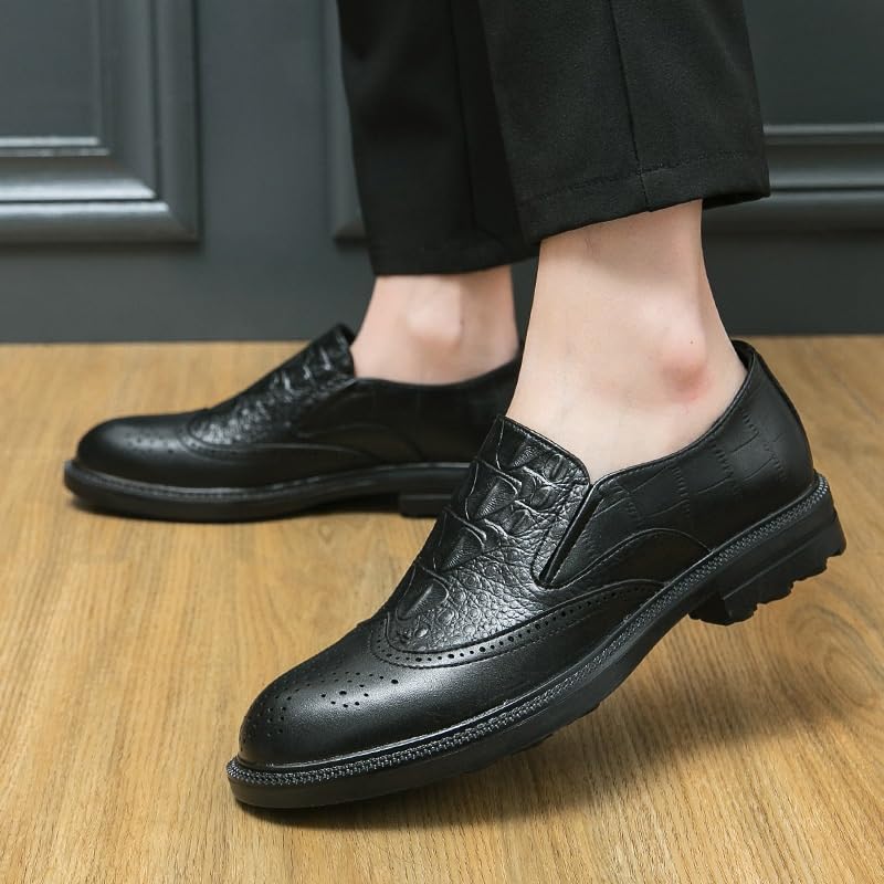 Mens Oxford Hollow Shoes Classic Business Party Wedding Heel Non Slip Anti-Slip Low Top Rubber Sole Casual Working Top-Grain Leather Slip-on Pointed Toe2