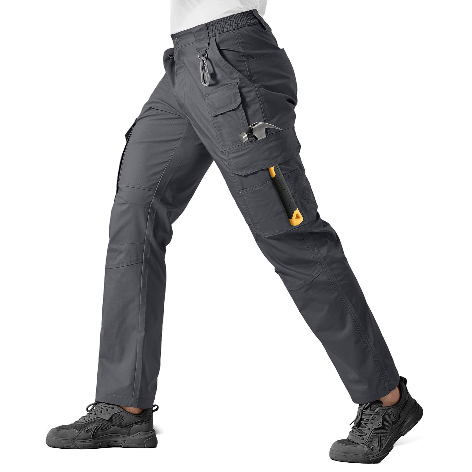 IGOLUMON Arbeitshosen Männer Stretch mit Halb-elastischem Bund Leichte Cargohose Herren mit 14 Taschen für Outdoor Taktische