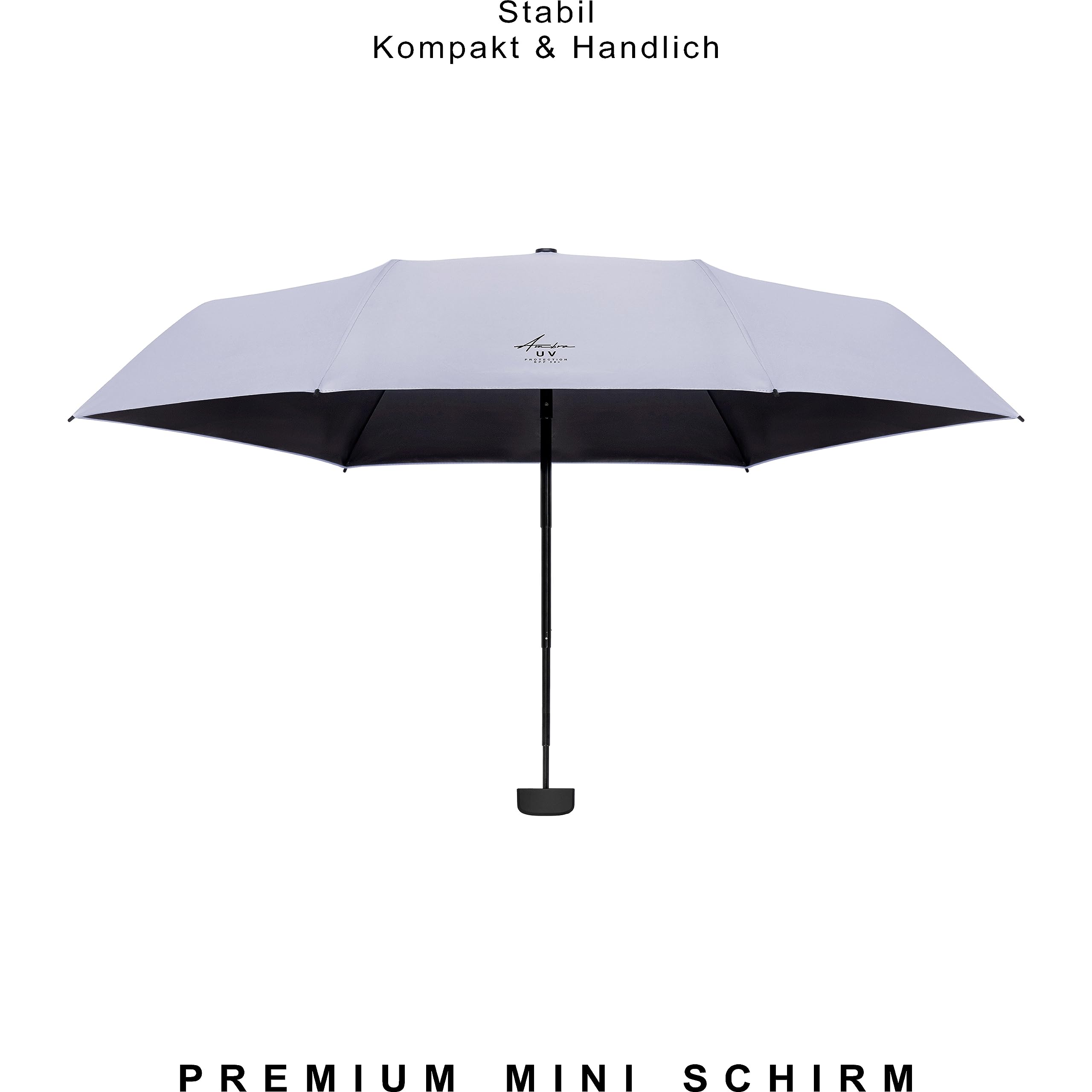 AMBRA Sturmfester Mini Reise-Regenschirm mit UV-Schutz Ergonomischer Griff Korrosionsgeschützt Windkanal-getestet