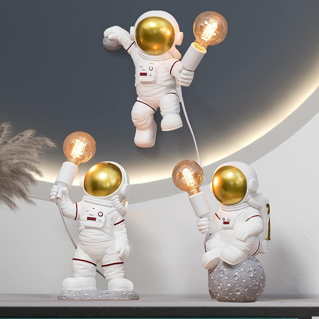 Lampy stołowe dla dzieci sypialni, pokój dziecięcy E27, astronauta, nowoczesna lampka nocna pokoju chłopców dziewcząt, z wtyczką i kablem 180 cm, do siedzenia