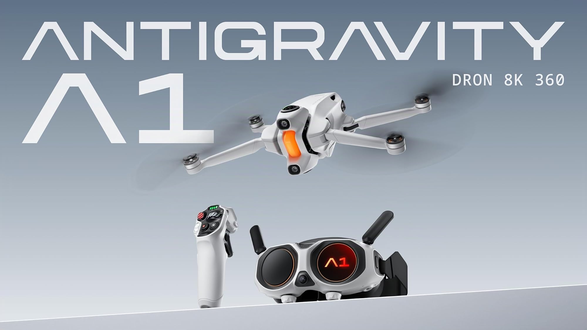 Drone antigravedad A1 (alimentado por Insta360) – INFINITY Bundle 8K 360 grados plegable dron y gafas para vuelo inmersivo con control de movimiento de punto a vuelo con funda / 3 baterías de alta