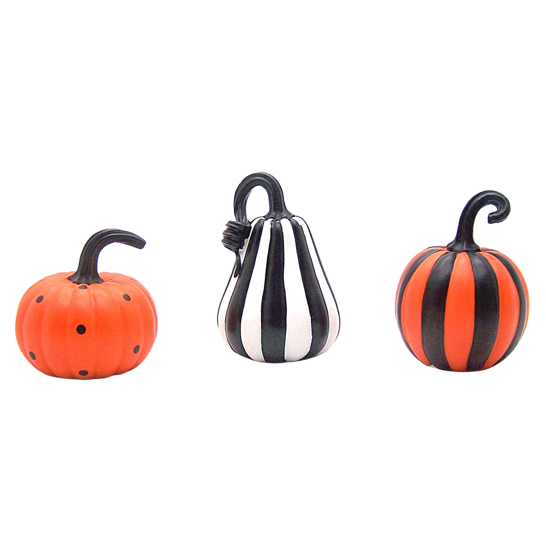 Gerson International Festive Halloween Pumpkins, Fall Décor, Assorted Designs and Colors, Set of 3. Various Sizes