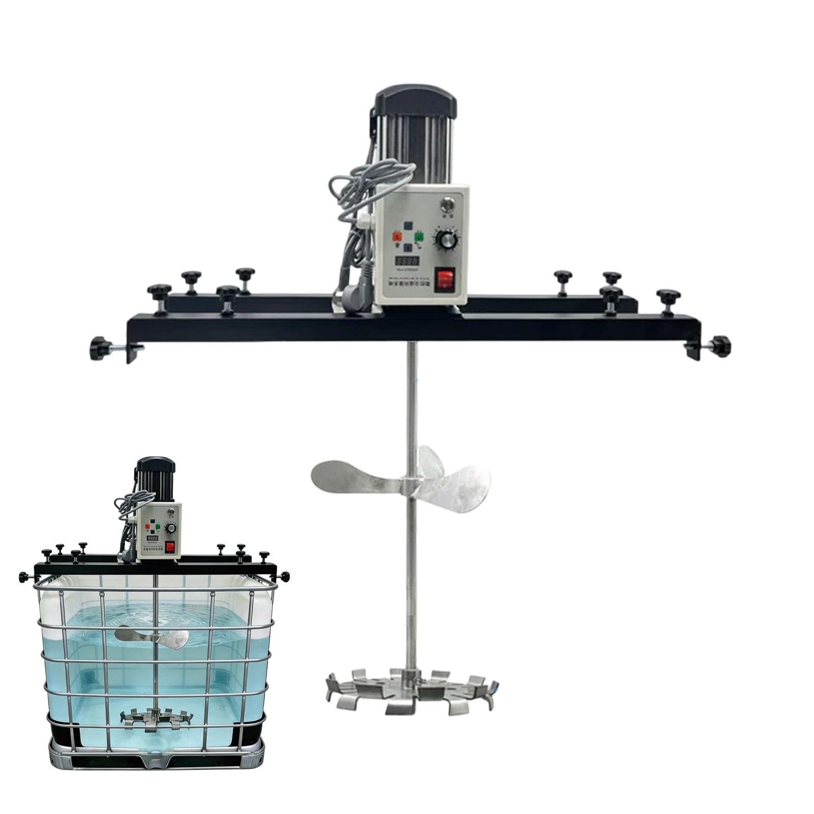 YNBSHGAA 2100W IBC Electric Paint Mixer, IBC Tote Mixer Electric Tank Agitator, 750-1200mm Adjustable Drum Bucket Paint Mixer for Paint Ink Dissolver, 1 Ton/1000L, Speed Adjustmen,D