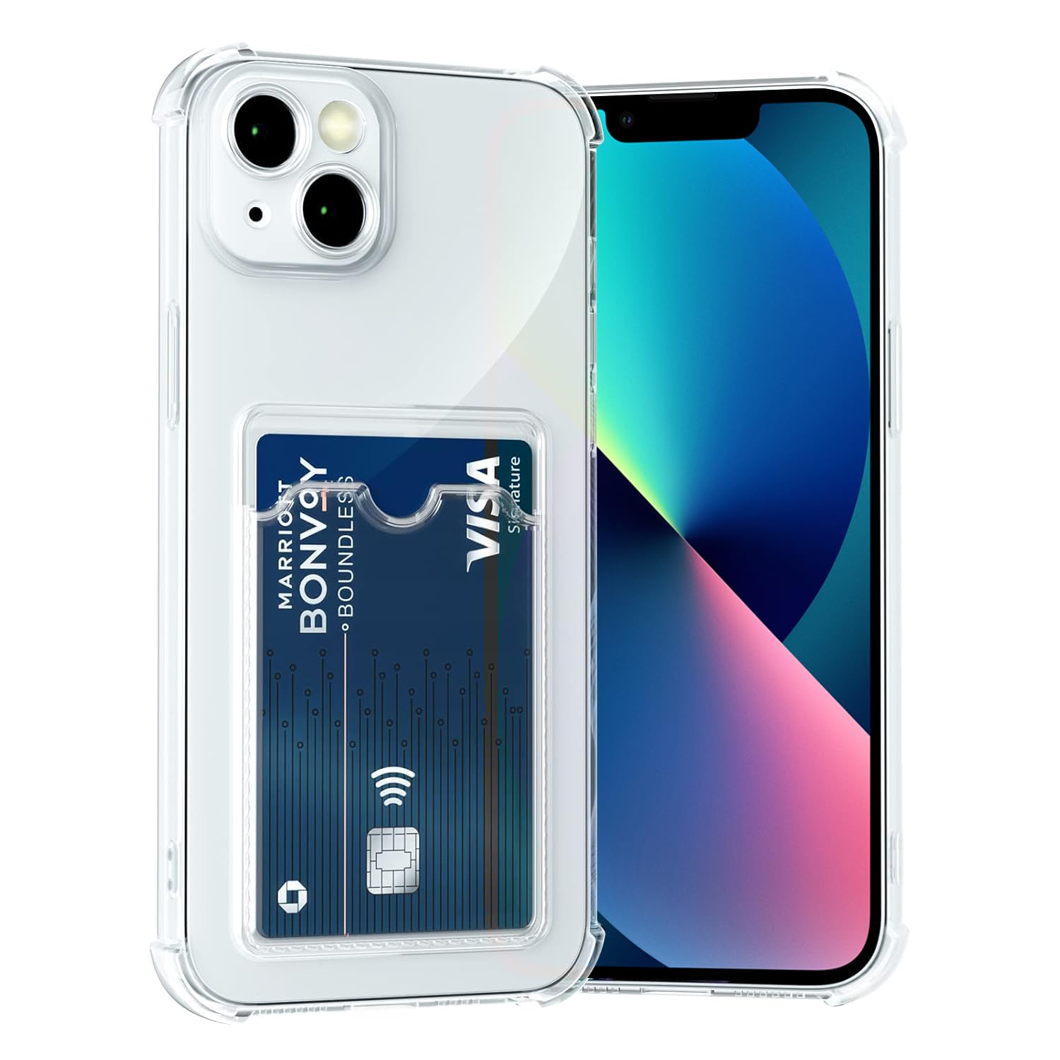 Amazon Basics Premium Shockproof Transparent TPU Back Case Cover with Built-in Slim Card Holder Wallet for Apple iPhone 13 / 14 - Clear (B0D5WH6G5X) Amazon Price History, Amazon Price Tracker