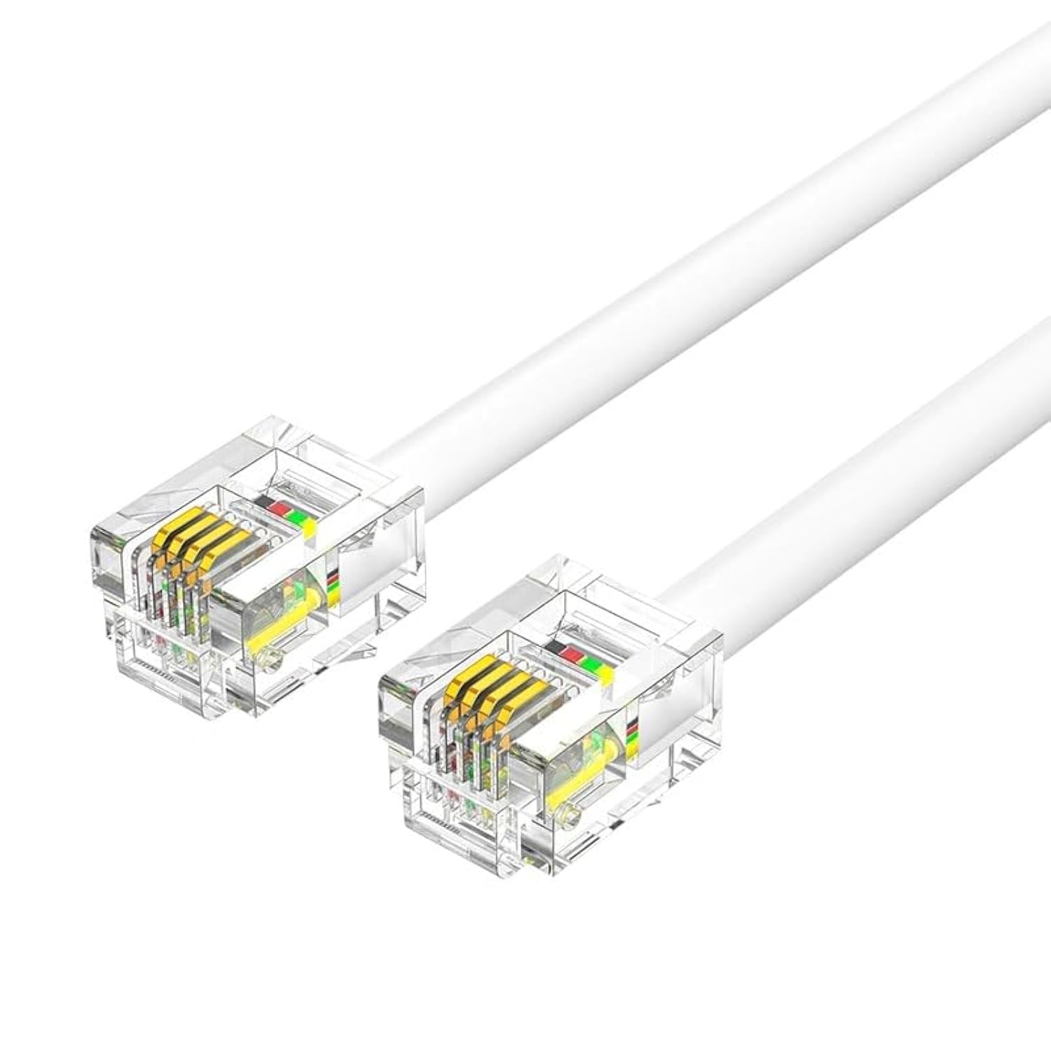 VENTION RJ11 Flat Telephone Patch Cable 6P4C Pure Copper 4 Core Cable (IQBW, 15 Meters)
