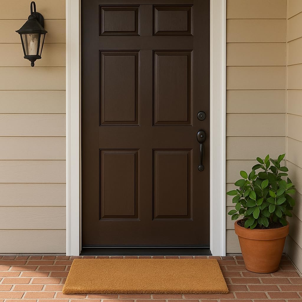 Kempf 1" Thick Natural Woven Coco Coir Doormat, 18" x 30", Heavy-Duty Coconut Fiber Scraper Mat for Front Door, Entryway & Porch