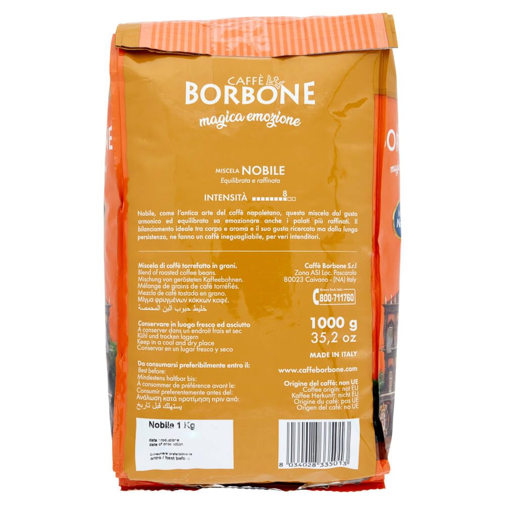 Caffè Borbone Nobile Kaffeebohnen, Italienischer Kaffee, 1 kg Packung, 3er Set mit Schlüsselanhänger, + keyring italy shop service