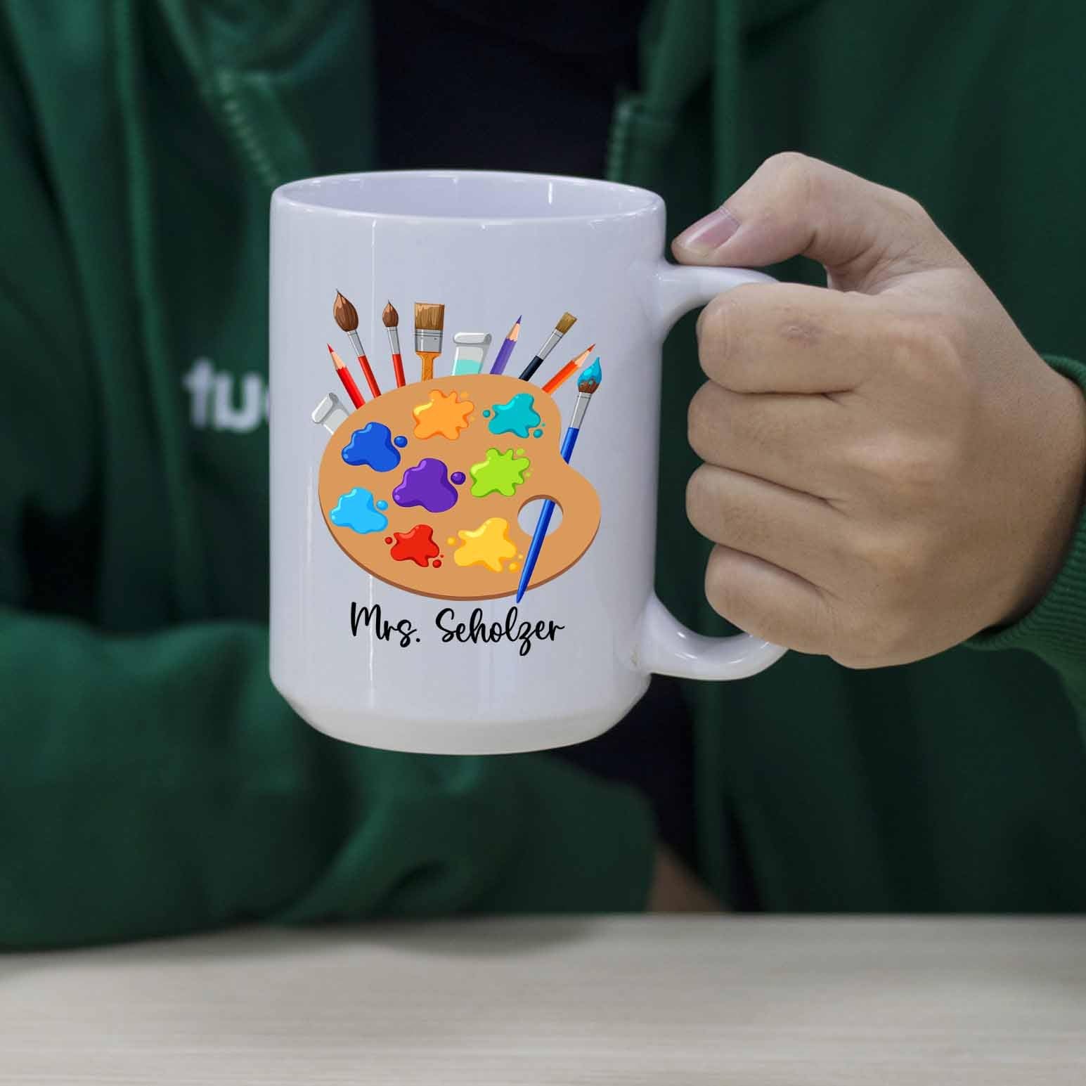 Amazon.com: Personalized Artist Mugs, Palette And Paintbrush Mug