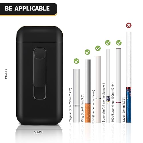 Vista 2 de x-lighter Estuche de cigarrillos para tamaño King de los años 100, diseño 2 en 1 con encendedor recargable USB, a prueba de olores para mujeres