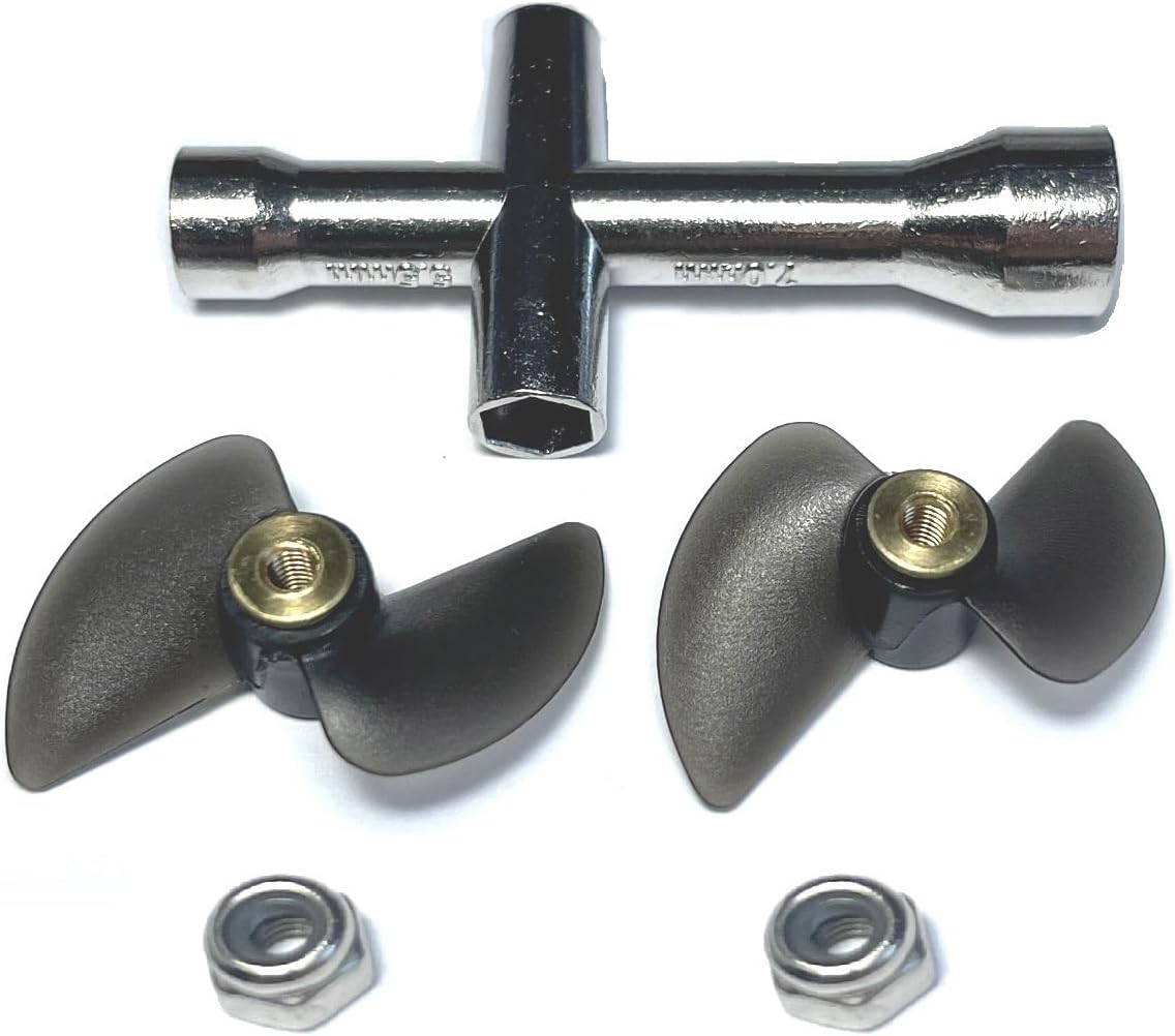 2pcs H102 Propeller Parts for H120 TKKJ H100 H106 H108 RC Boat Parts, H102 RC Boat Propeller with Nuts and Wrench