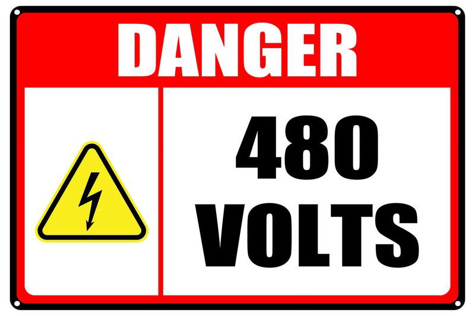 480 Volts Aluminum Tin Sign 12"x8" For Electricians, Facility Staff - Wall Decor Gift